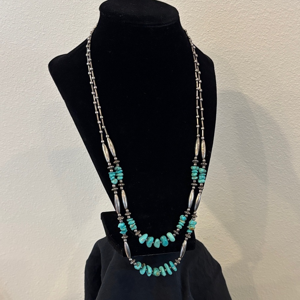 Elegant Silver and Turquoise Necklace